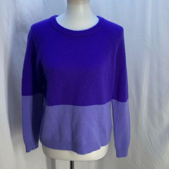 Lilly Pulitzer kinnik cashmere sweater purple colorblock Sz L - Picture 4 of 10